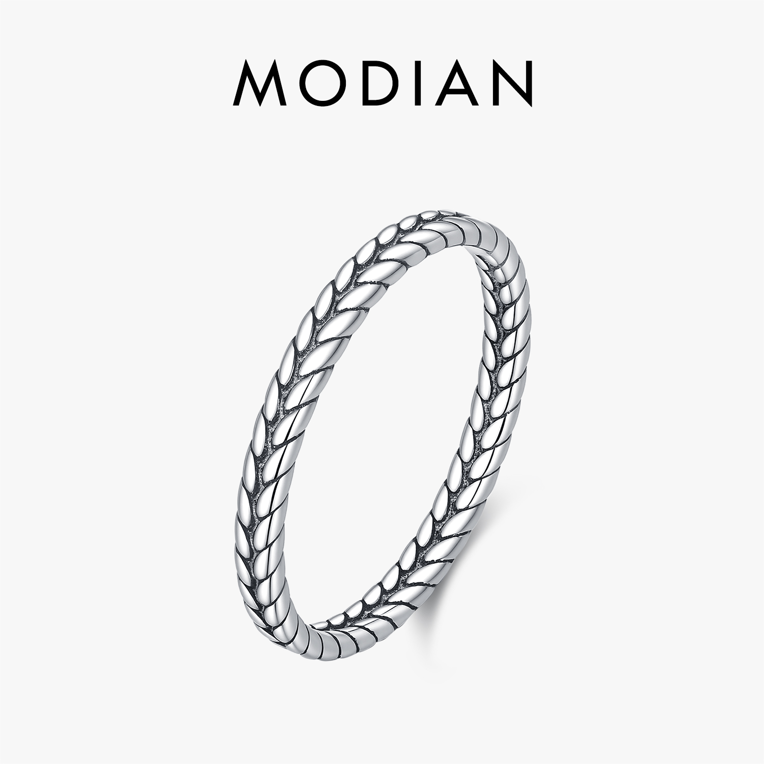 Minimalist Ring Stackable - MODIAN 925 Ayar Gümüş Retro Büküm
