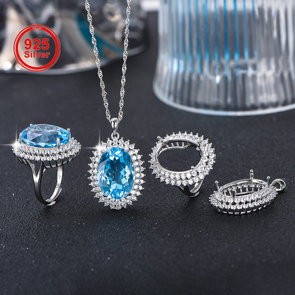 Sterling Silver Ring - 13x18mm S925 Gümüş Yüzük Kolye Boş