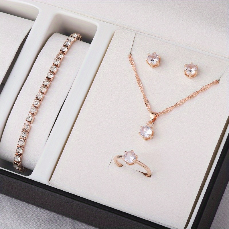 Minimalist Ring Stackable - 4 Parçalı Minimalist Zirkon Takı Seti