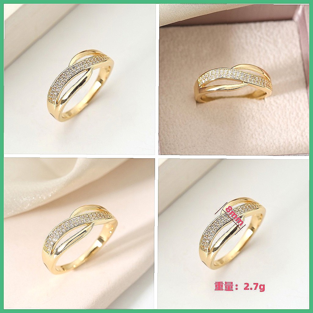 Minimalist Ring Stackable - Tam Kristalli Çapraz Parmak Yüzük Seti,