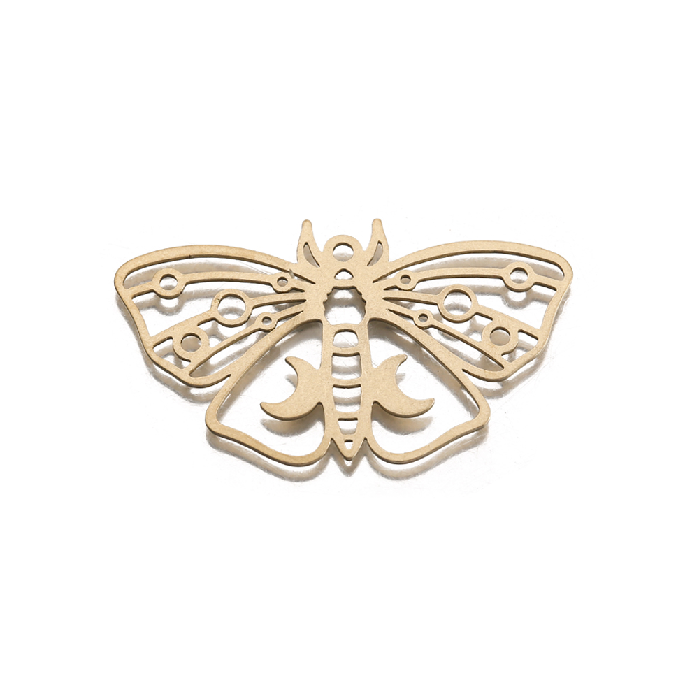 Butterfly Pendant Necklace - Ham pirinç güve kelebek takılar ay