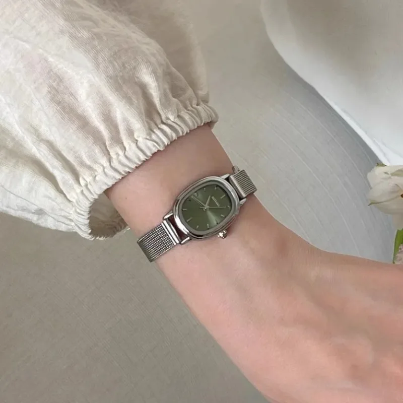 Jewelry Watches For Women - Küçük Oval Kadran Yeşil Izle Basit