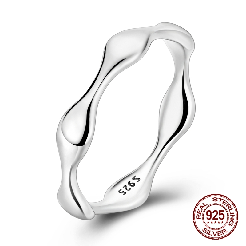 Minimalist Ring Stackable - 925 Ayar Gümüş Dalgalı Düzensiz Bant