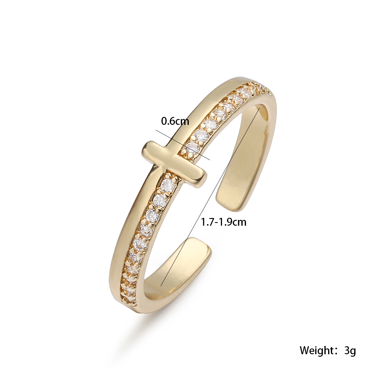 Pirinç Haç Zirkon Açık Manşet  - Minimalist Ring Stackable incelemesi ve fiyatı
