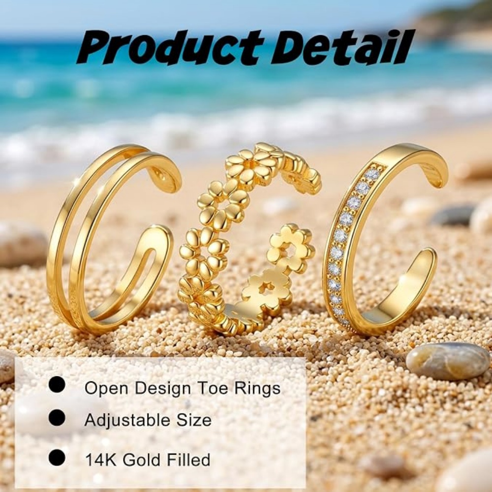 3 adet altın açık ayarlanabili - Minimalist Ring Stackable incelemesi ve fiyatı