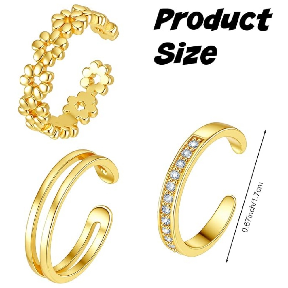 3 adet altın açık ayarlanabili - Minimalist Ring Stackable incelemesi ve fiyatı