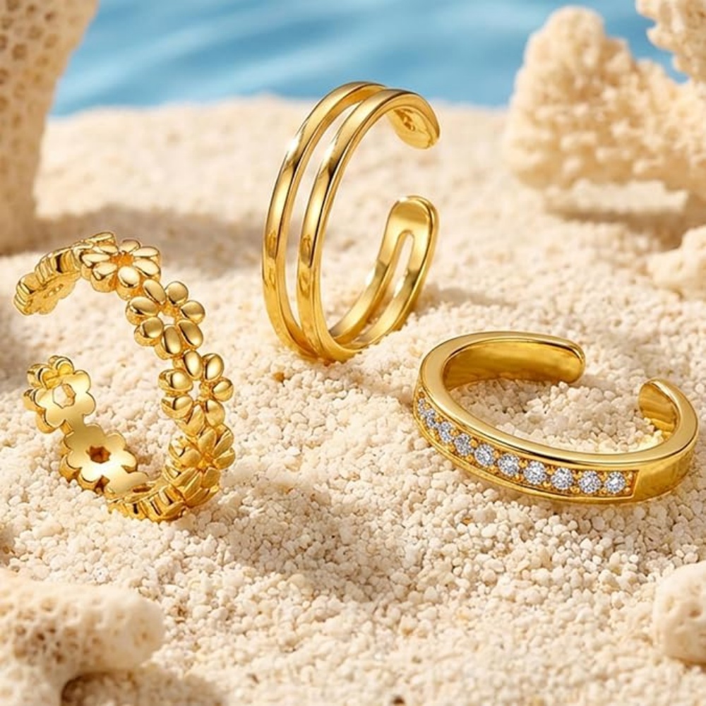 3 adet altın açık ayarlanabili - Minimalist Ring Stackable incelemesi ve fiyatı