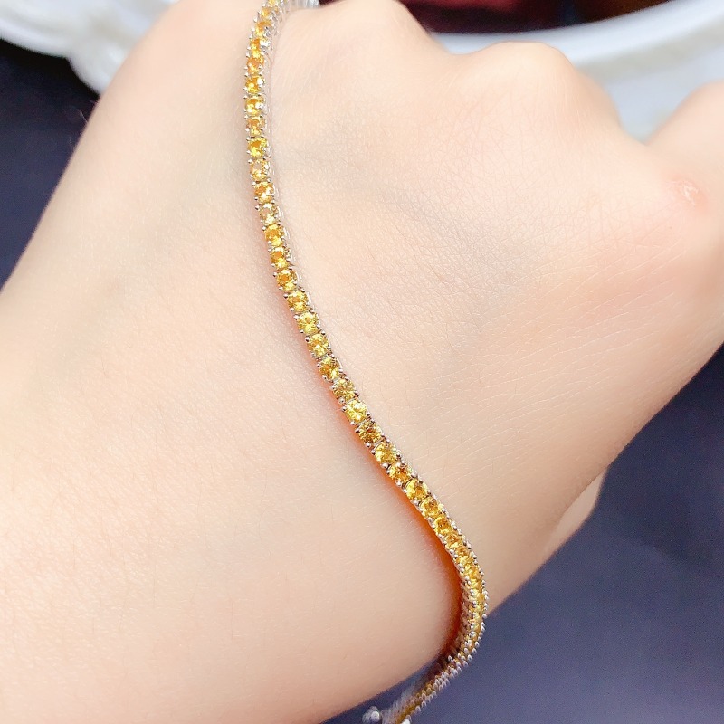 Doğal Sitrin tenis bilekliği E - Gemstone Bracelet Healing incelemesi ve fiyatı