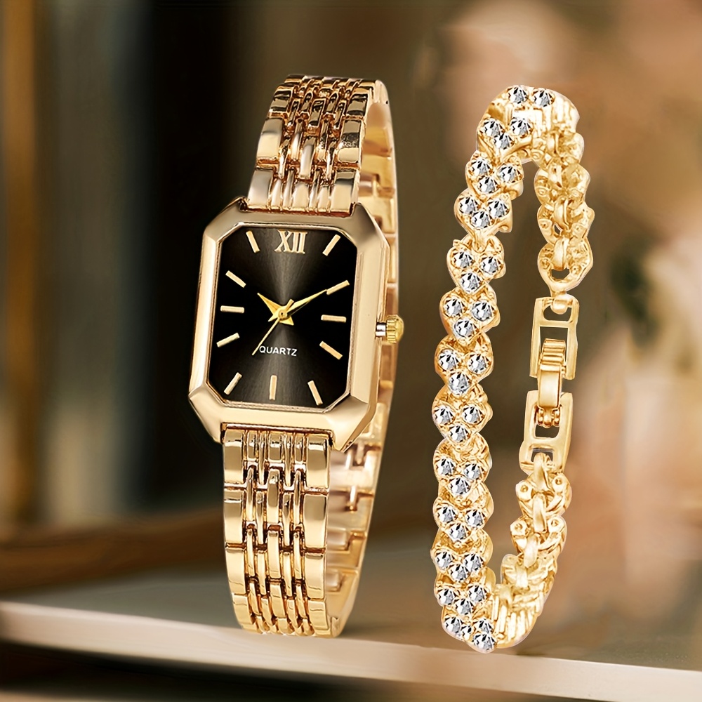 2 adet moda dikdörtgen kadın Q - Jewelry Watches For Women incelemesi ve fiyatı