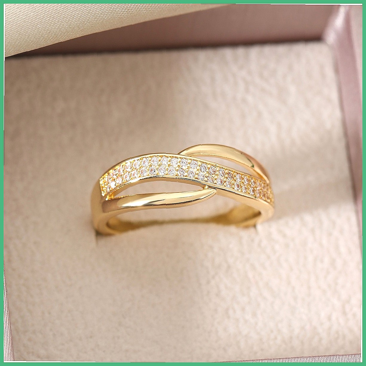 Tam Kristalli Çapraz Parmak Yü - Minimalist Ring Stackable incelemesi ve fiyatı