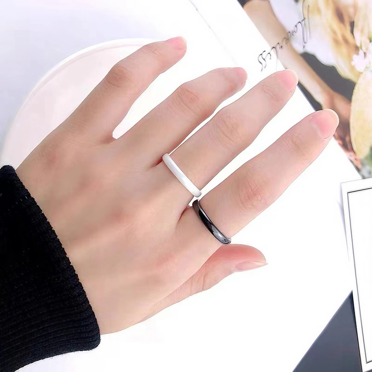 Kadınlar için 3mm Seramik Alya - Minimalist Ring Stackable incelemesi ve fiyatı